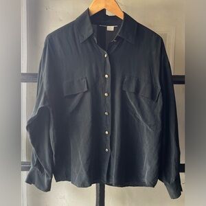 Lovely 90’s Vintage Black Silk Button Up